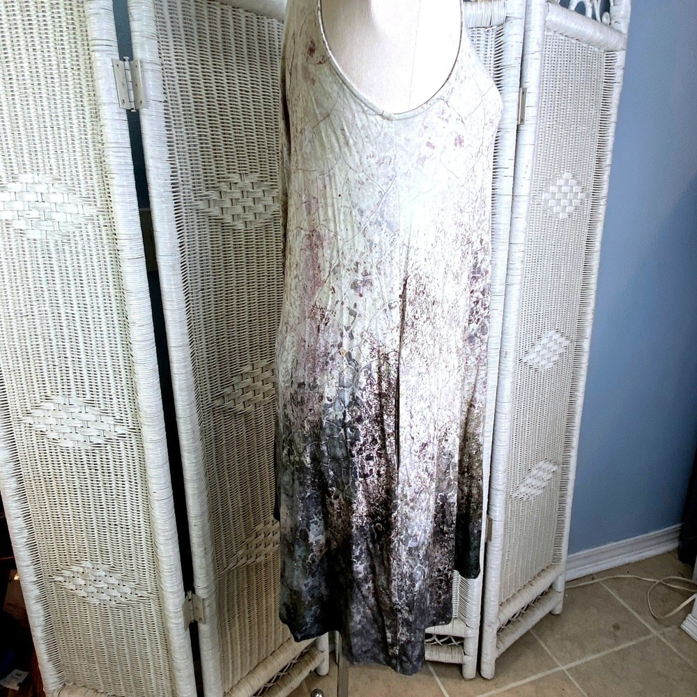 Suki + Solaine Abstract Ombre Swing Midi Dress Made in USA Artistic Minimalist L - Picture 5 of 12